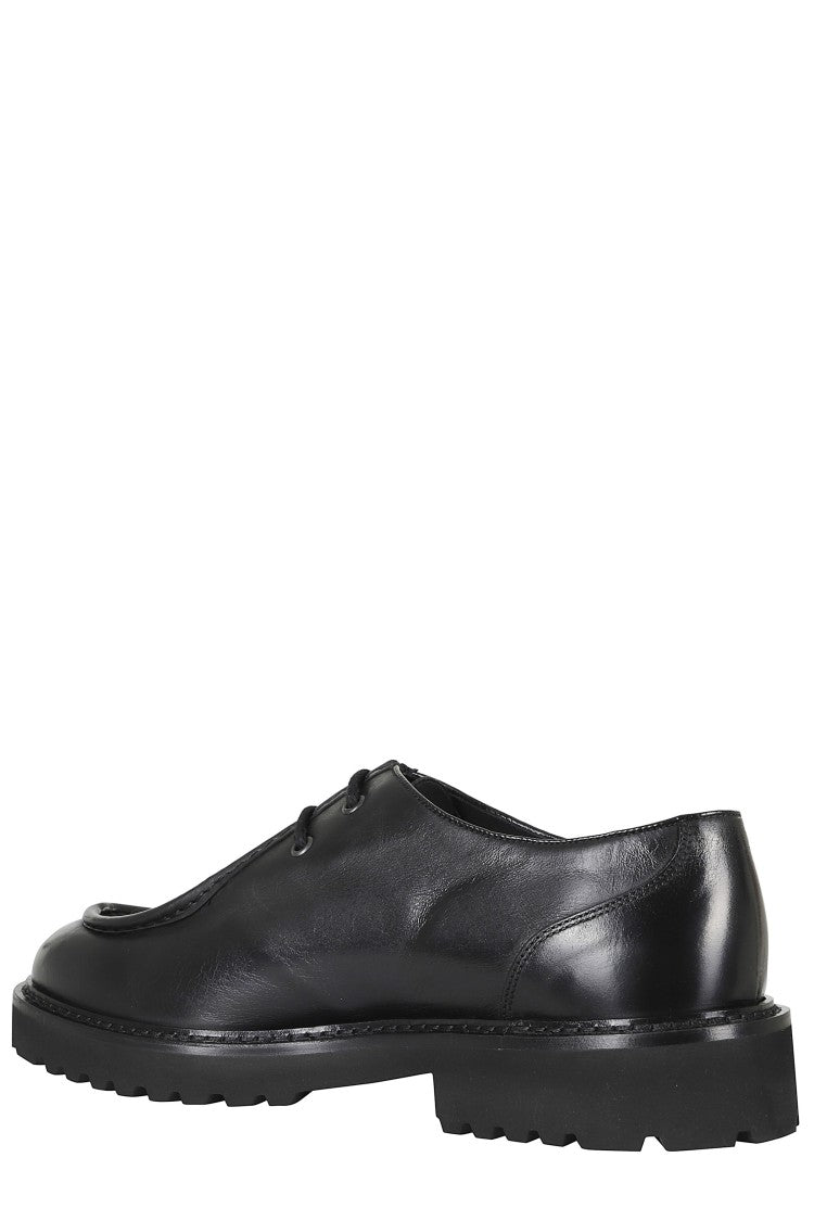 Doucal's Black Parabout Smooth Leather Lace-Up Derby Shoes