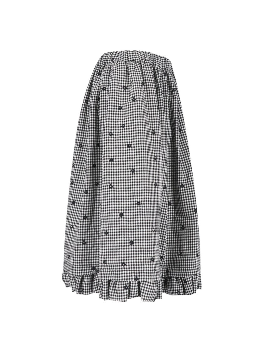 Comme Des Garçons Black/White Gingham Floral Mini Skirt