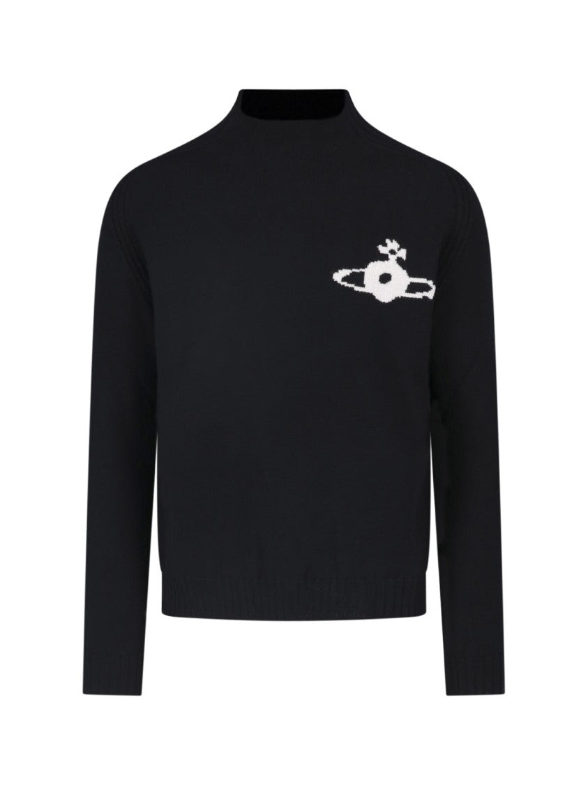 Vivienne Westwood Fitted Crewneck Sweater With Intarsia Logo Detail
