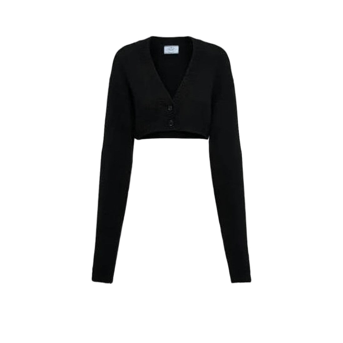 Prada Cropped Black Cardigan With Deep V-Neckline