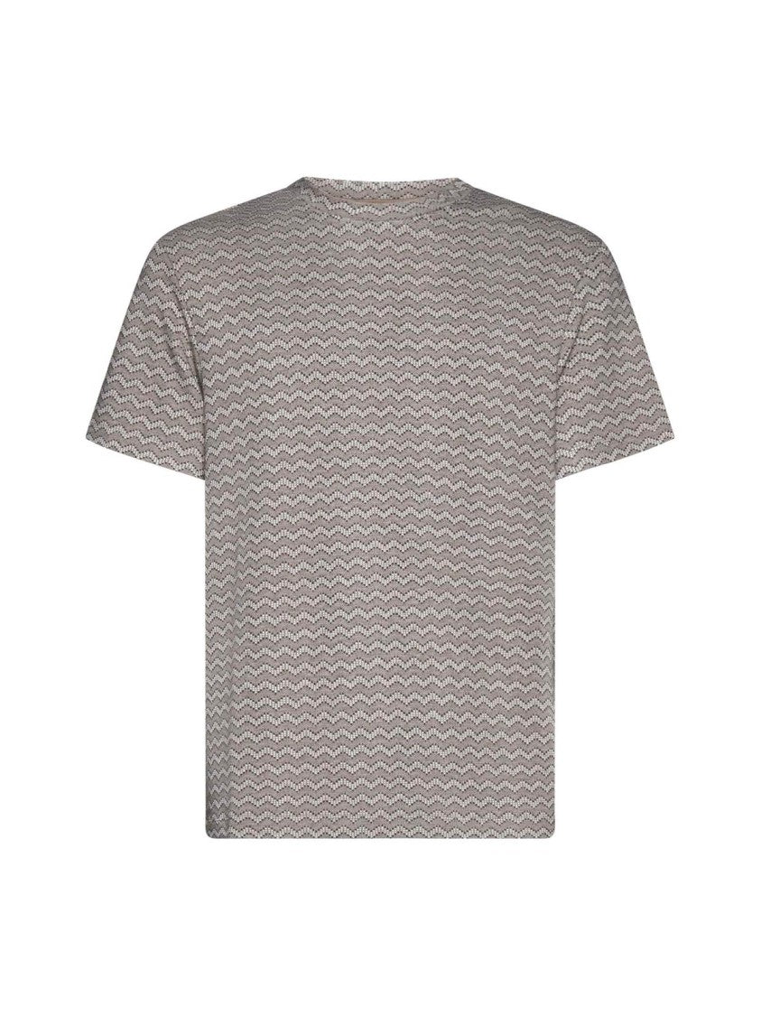 Giorgio Armani Short Sleeve Zigzag Pattern T-Shirt With Design
