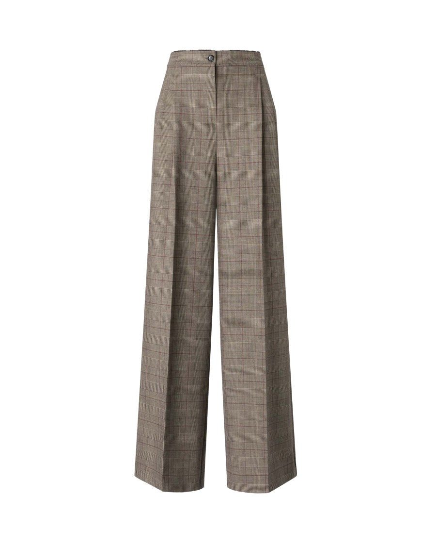 Pinko Wide-Leg Trousers With Checkered Pattern And Pleat Detail
