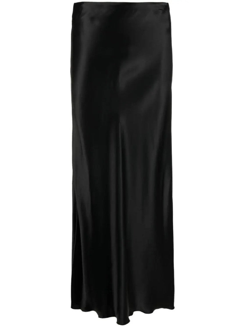 Forte Forte Satin Midi Skirt With Side Slit And Fluid Hemline