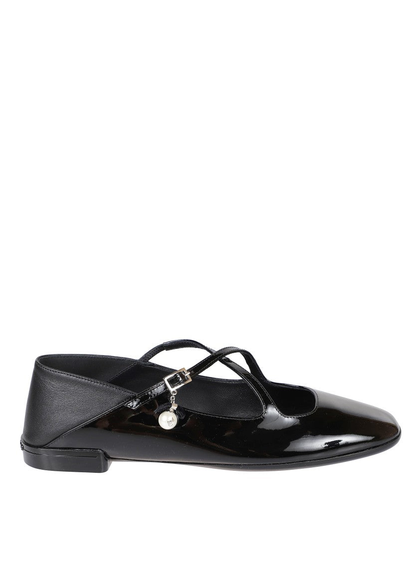 Jimmy Choo Glossy Black Flat Shoes