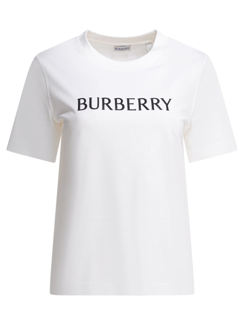 Burberry Textured Logo Print Cotton T-Shirt