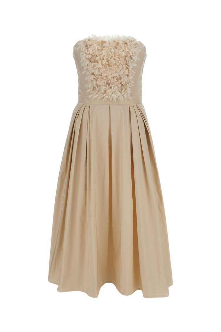 Elisabetta Franchi Beige Ottoman Bodice Dress