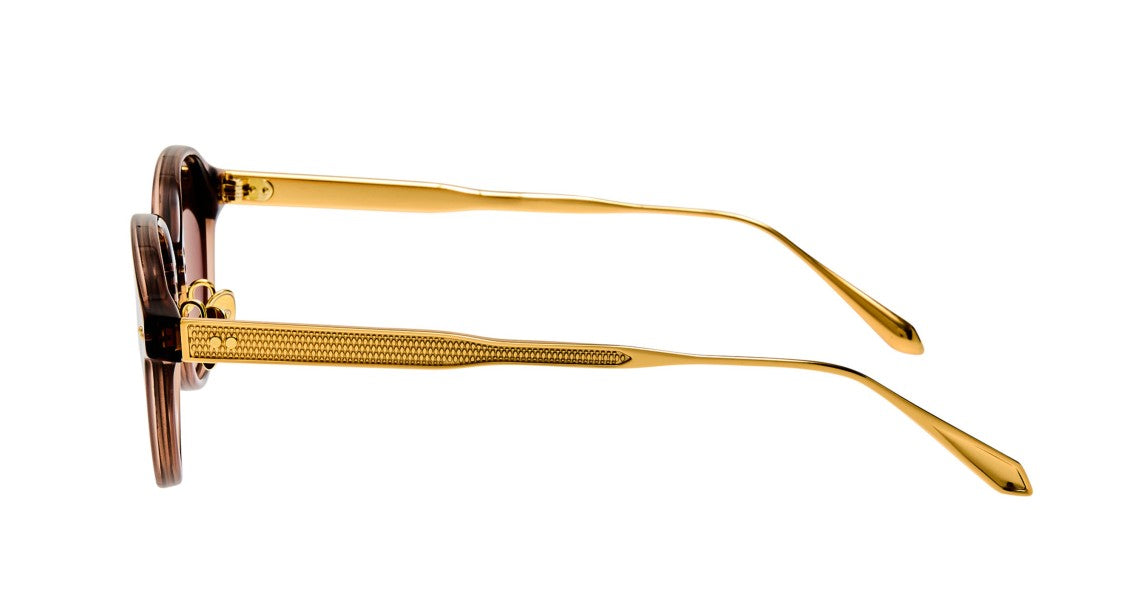 Linda Farrow Lfl Translucent Brown Frame Sunglasses With Textured Gold-Toned Temples