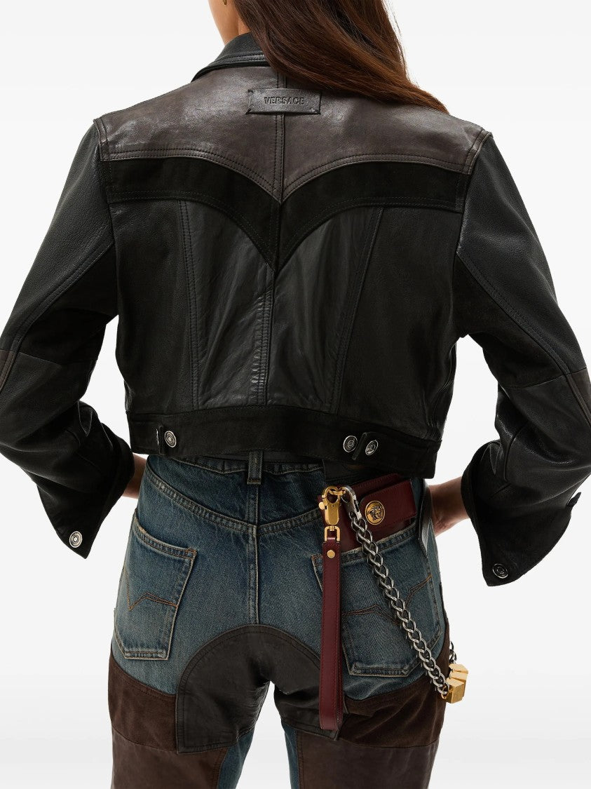 Versace Dark Brown Patchwork Unit Mix Jacket