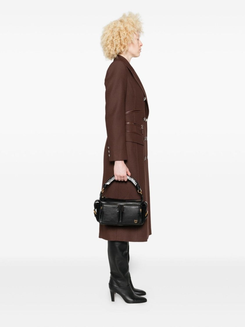 Pinko Nero E Oro Leather Shoulder Bag