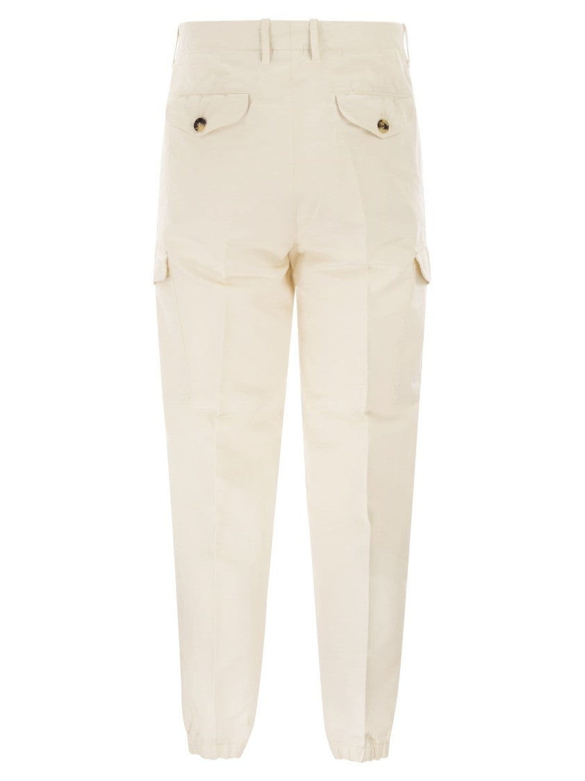 Brunello Cucinelli Linen And Cotton Trousers With Cargo Pockets