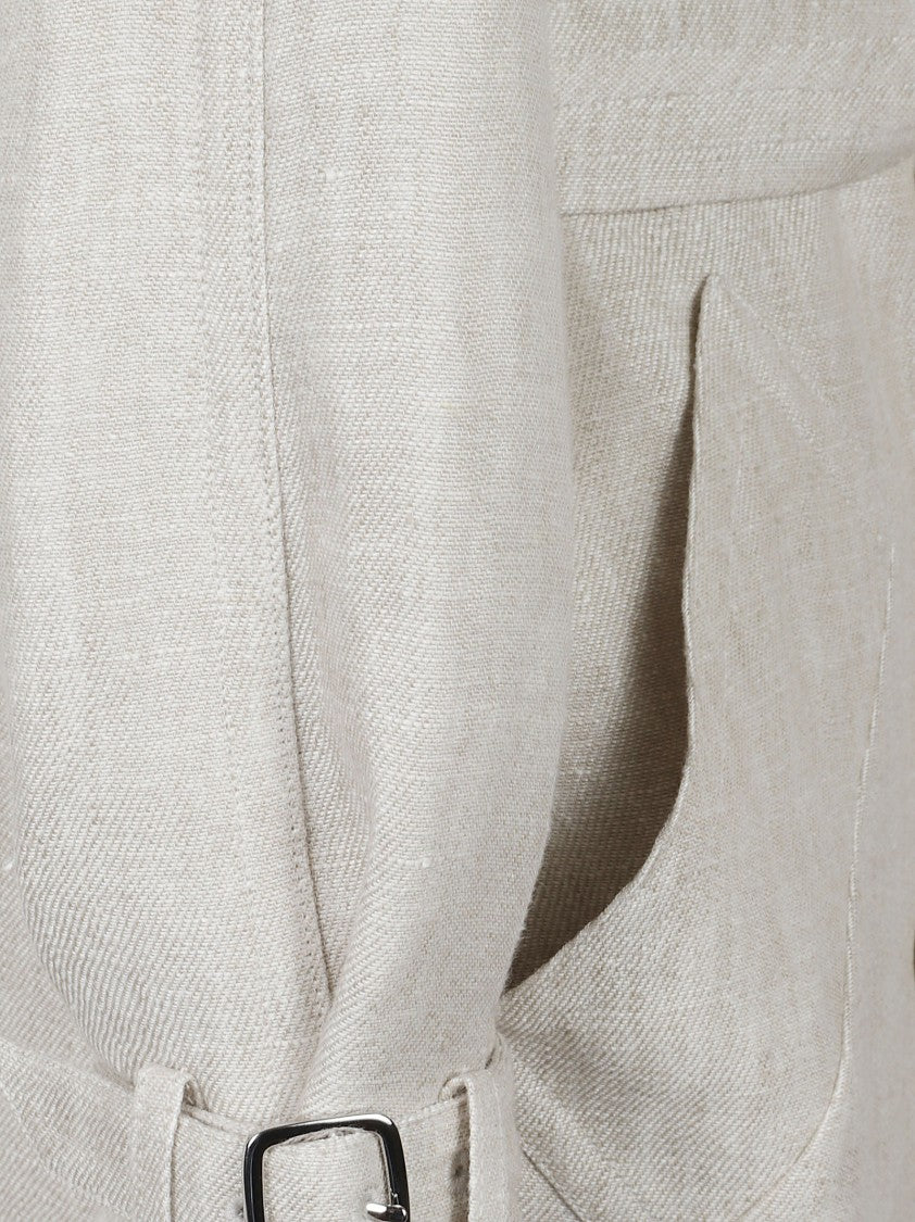 Max Mara Belted Trench Coat With Textured Fabric