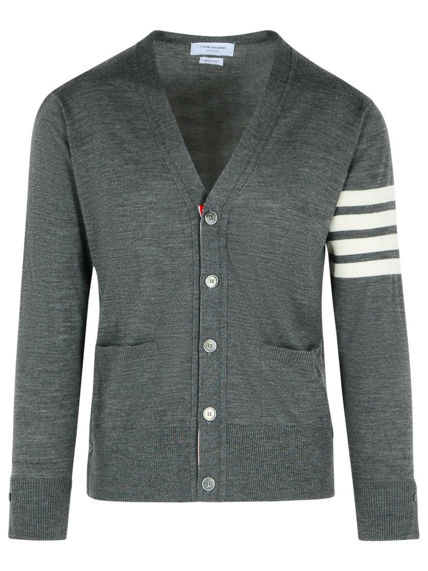 Thom Browne '4-Bar' Grey Virgin Wool Cardigan