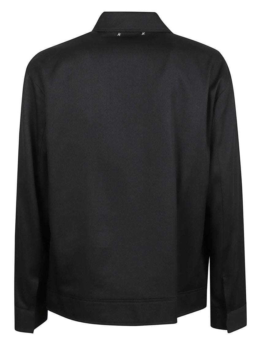 Golden Goose Black Virgin Wool Twill Jacket With Classic Collar