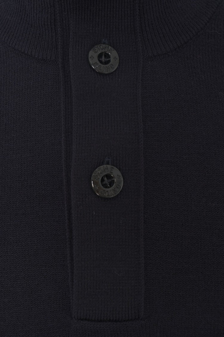 Stone Island High-Collar Knitwear With Half-Button Closure