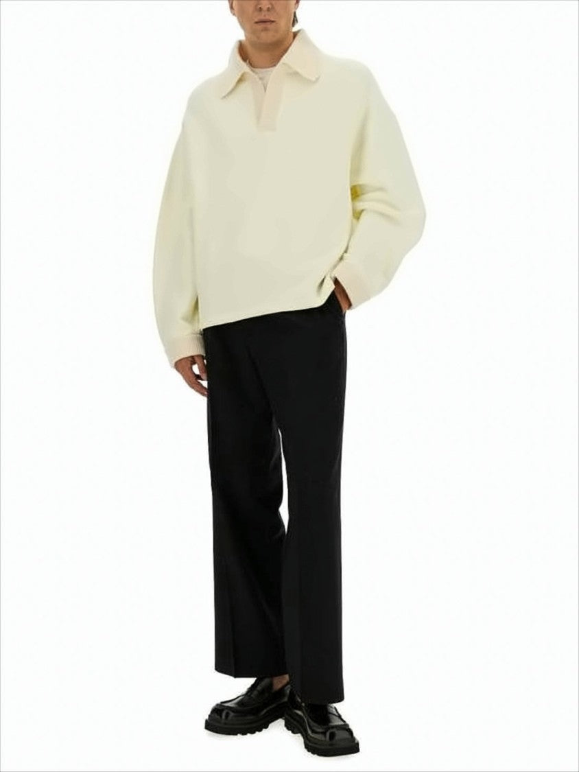 Jacquemus Wide Ribbed Collar Sweater With V-Neck Opening