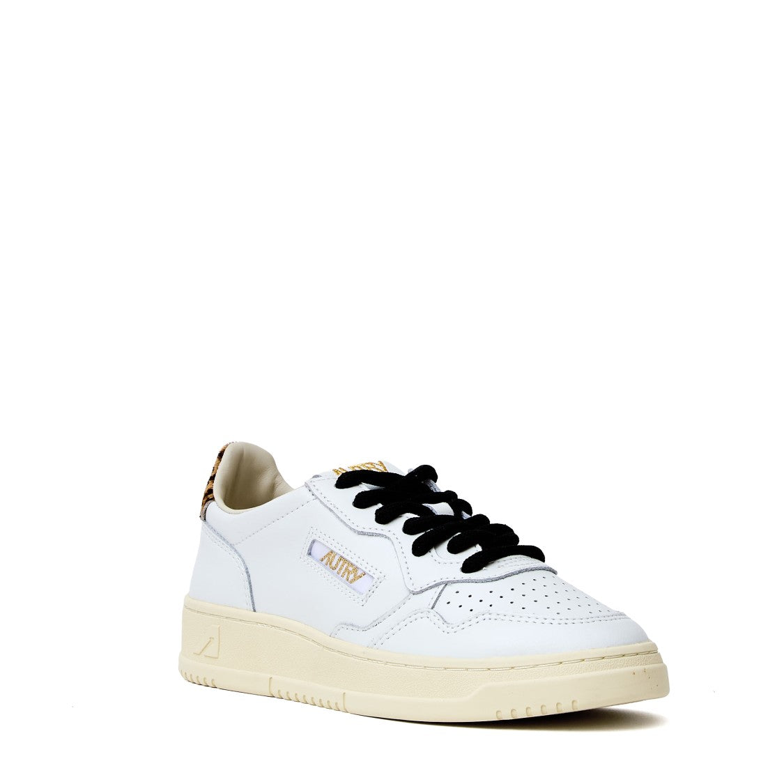 Autry White Leopard Medalist Low Leather Sneakers