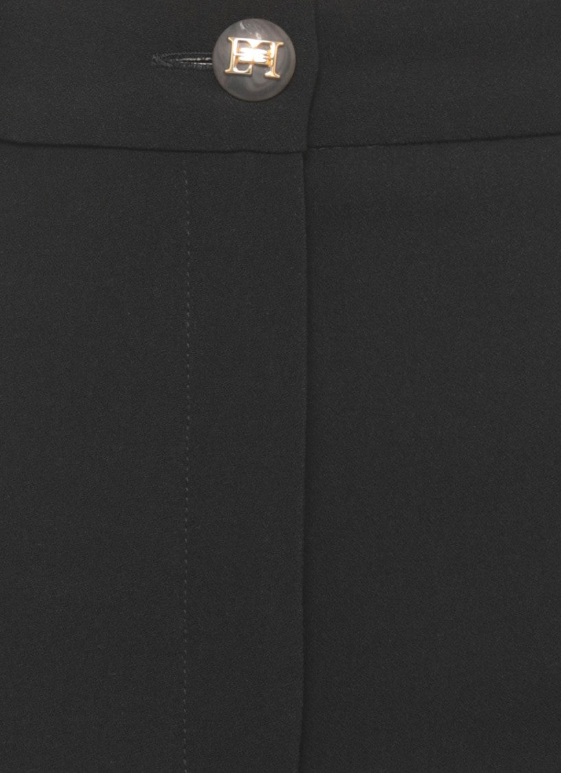 Elisabetta Franchi Black Logo Button Detail Shorts