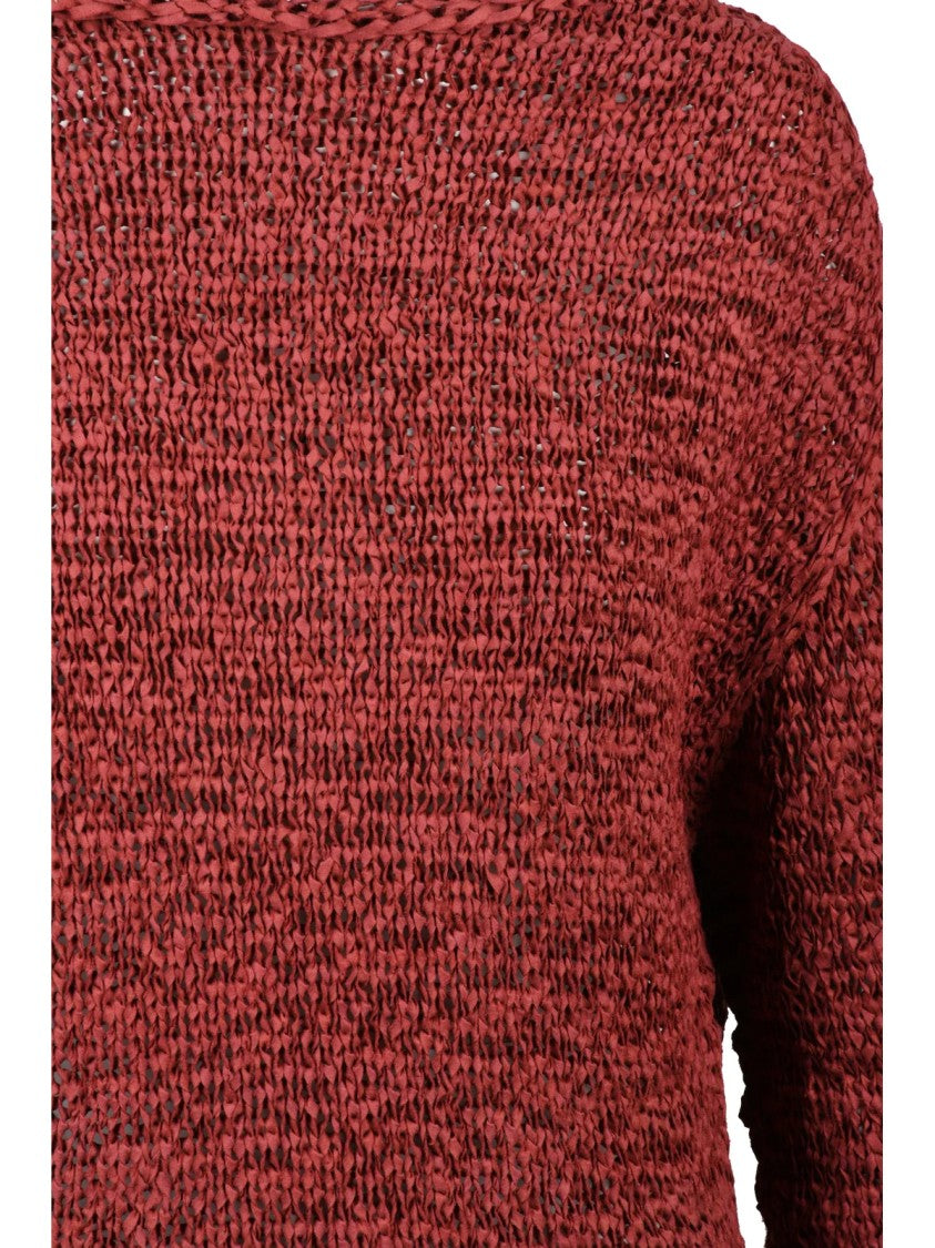 Alpha Studio Red Polyester Polyamide Braided Ribbon Knitwear