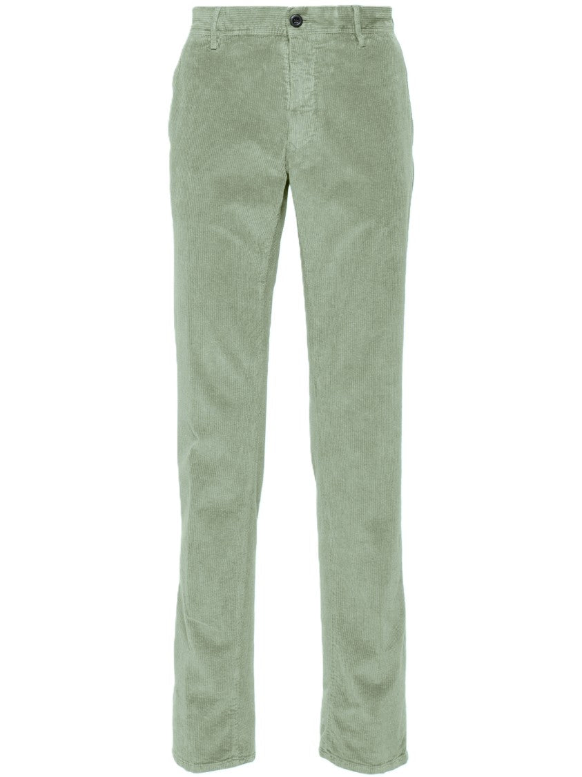 Incotex Straight-Leg Sage Green Pants With Textured Fabric
