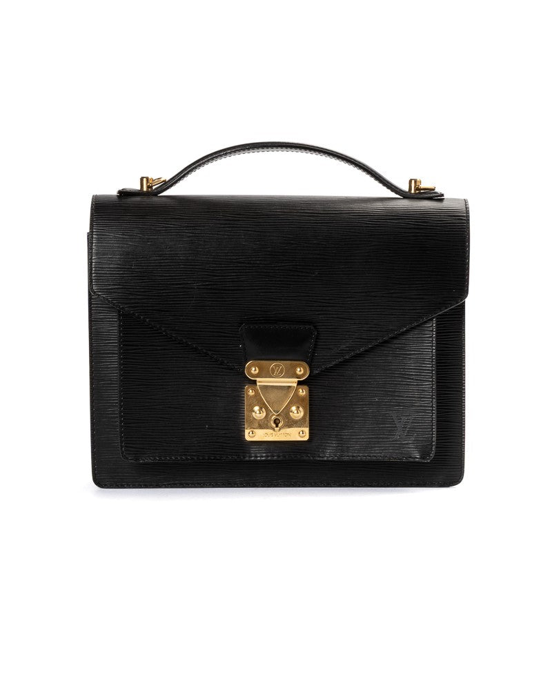 Louis Vuitton Black Monceau 28 Epi Leather Briefcase