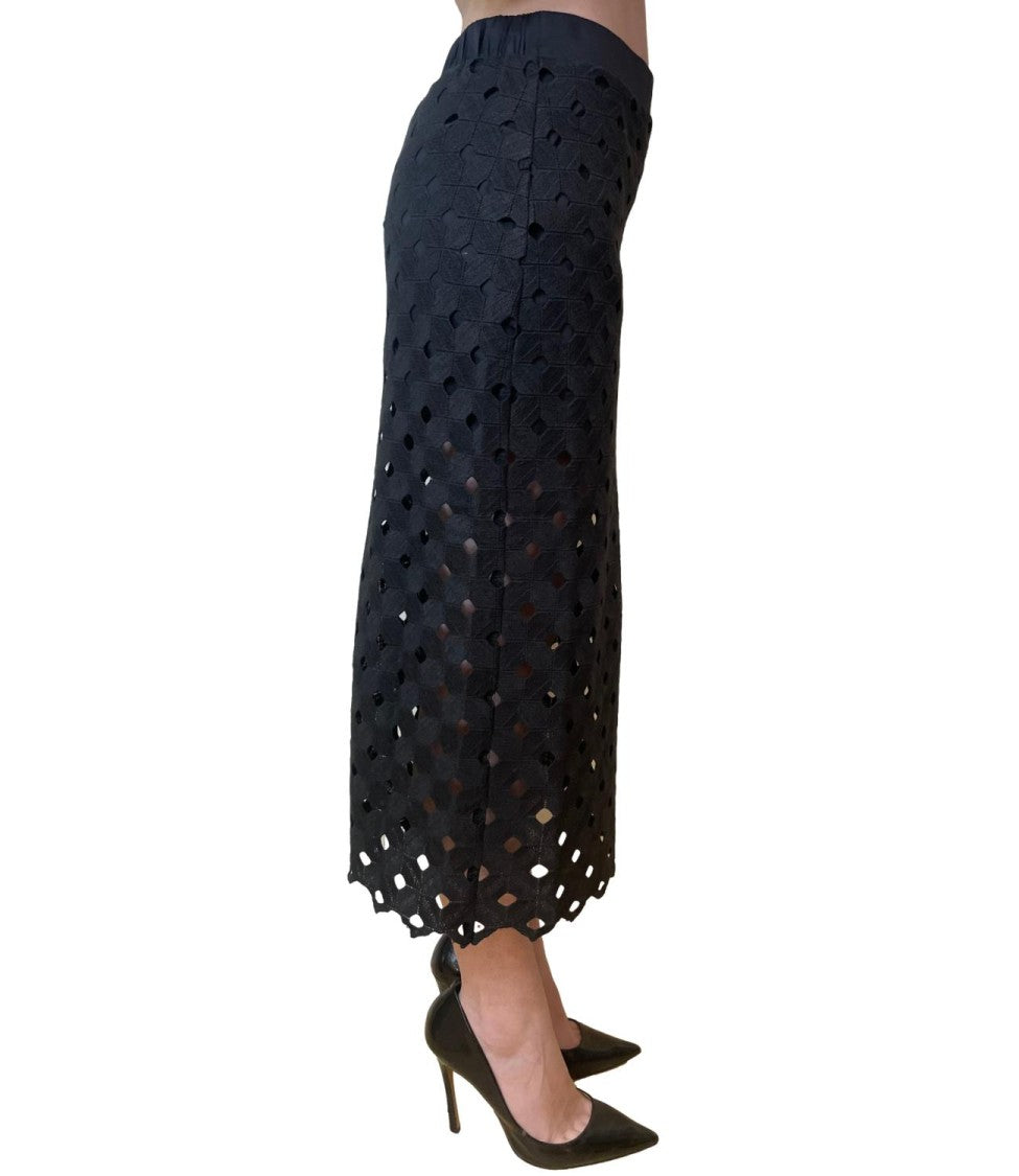 Max Mara Black Cotton Blend Beach Skirt