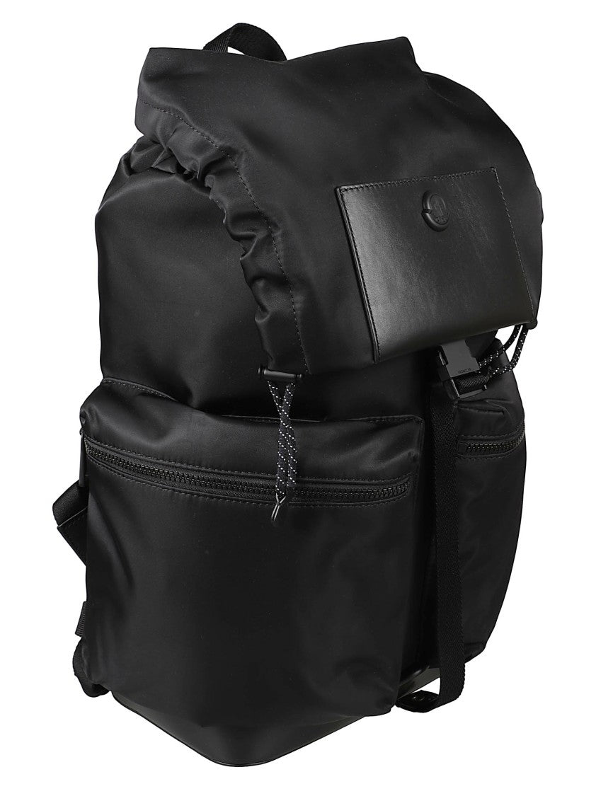 Moncler Black Polyamide Backpack With Flap Top And Buckle Closure