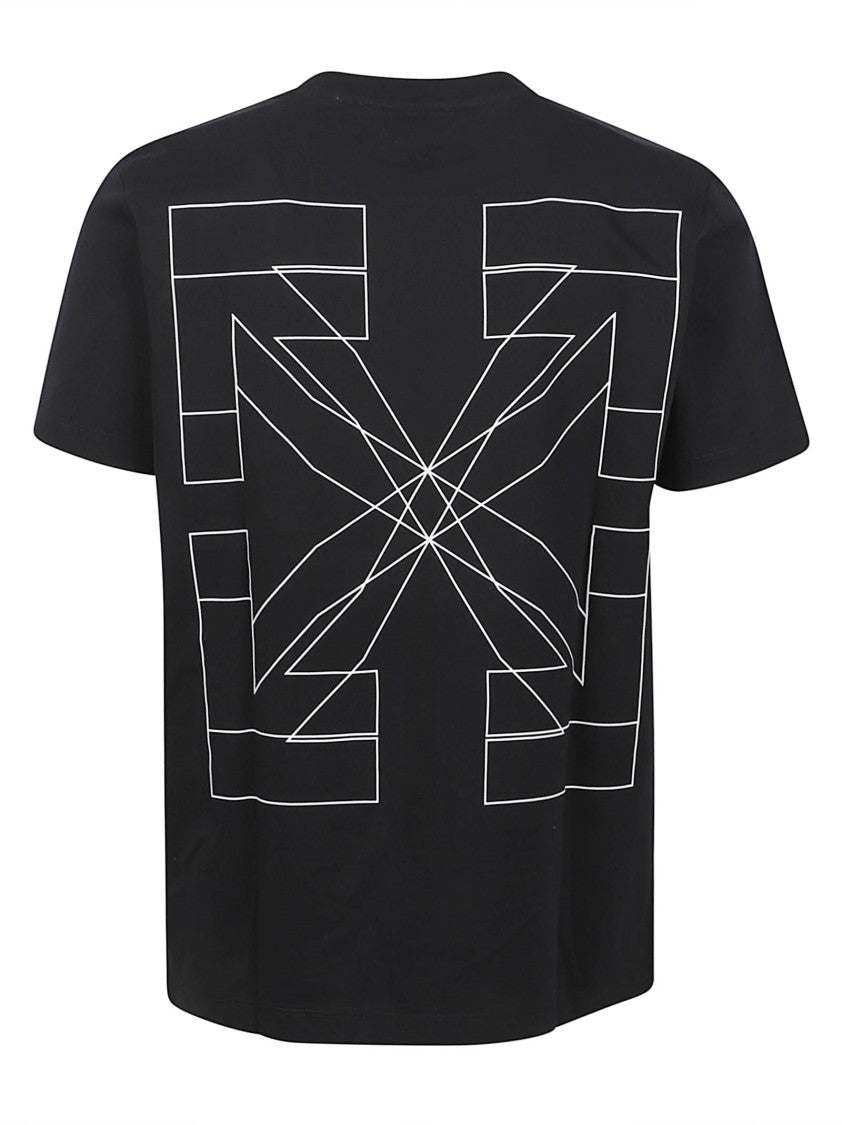 Off-White Graphic Black T-Shirt With Intricate Line Design