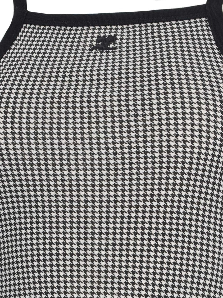 Courrèges Houndstooth Mini Dress In Grey Cotton