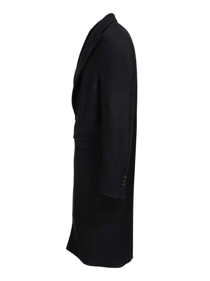Golden Goose Single-Breasted Tailored Coat In Refined Blue Fabric