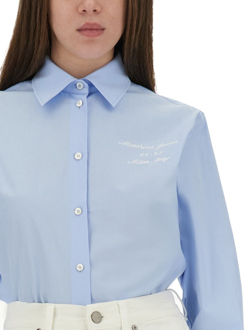 Moschino Regular Fit Tailored Shirt With Embroidered Logo