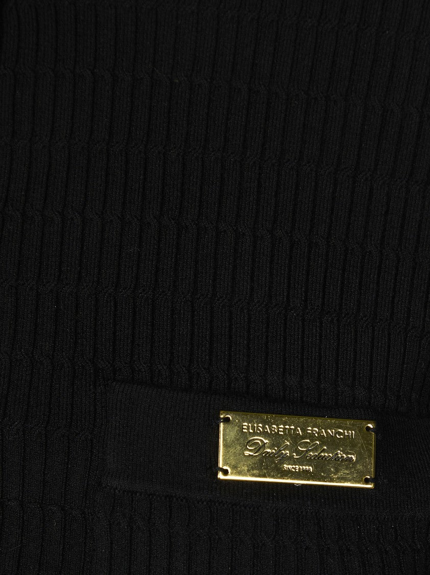 Elisabetta Franchi Cropped Ribbed Round Neck Top