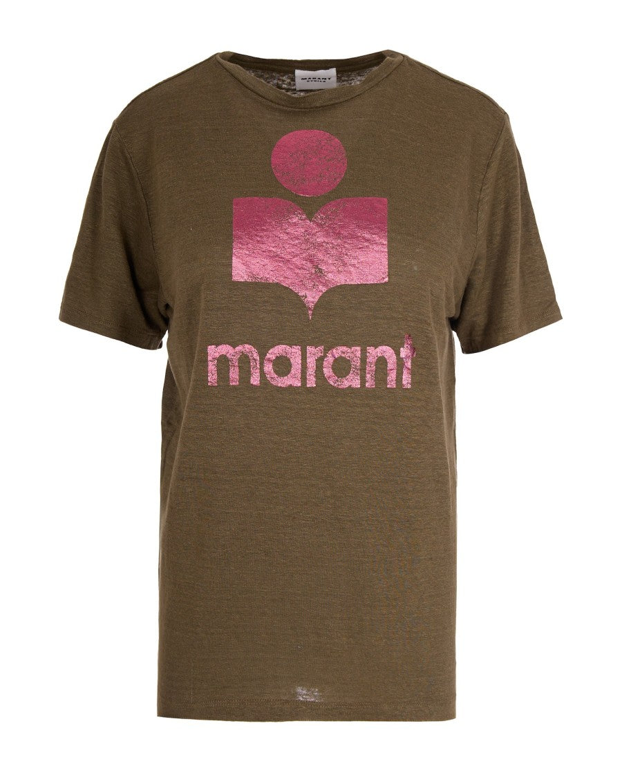Isabel Marant Étoile Metallic Logo Linen T-Shirt