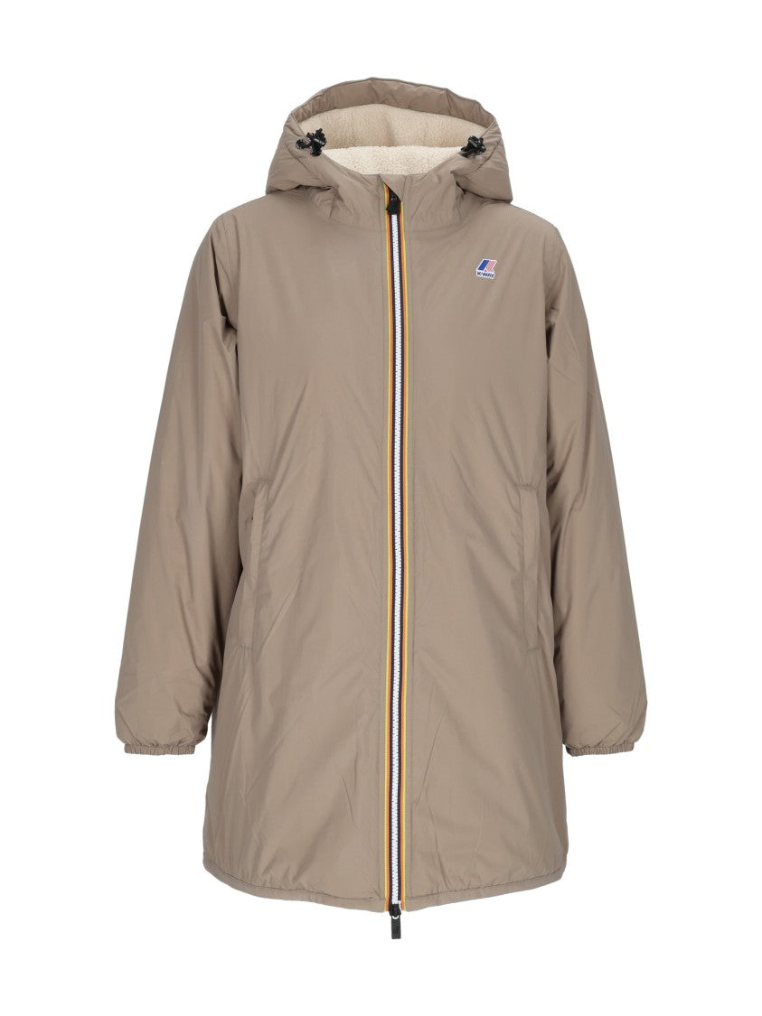 K-Way 3/4 Length Relaxed Fit Jacket With Plush Lining