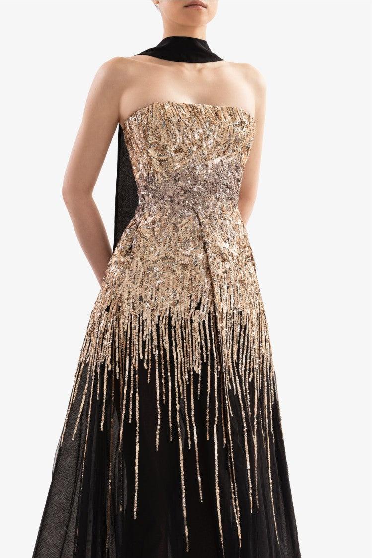 Saiid Kobeisy Embroidered Strapless Dress