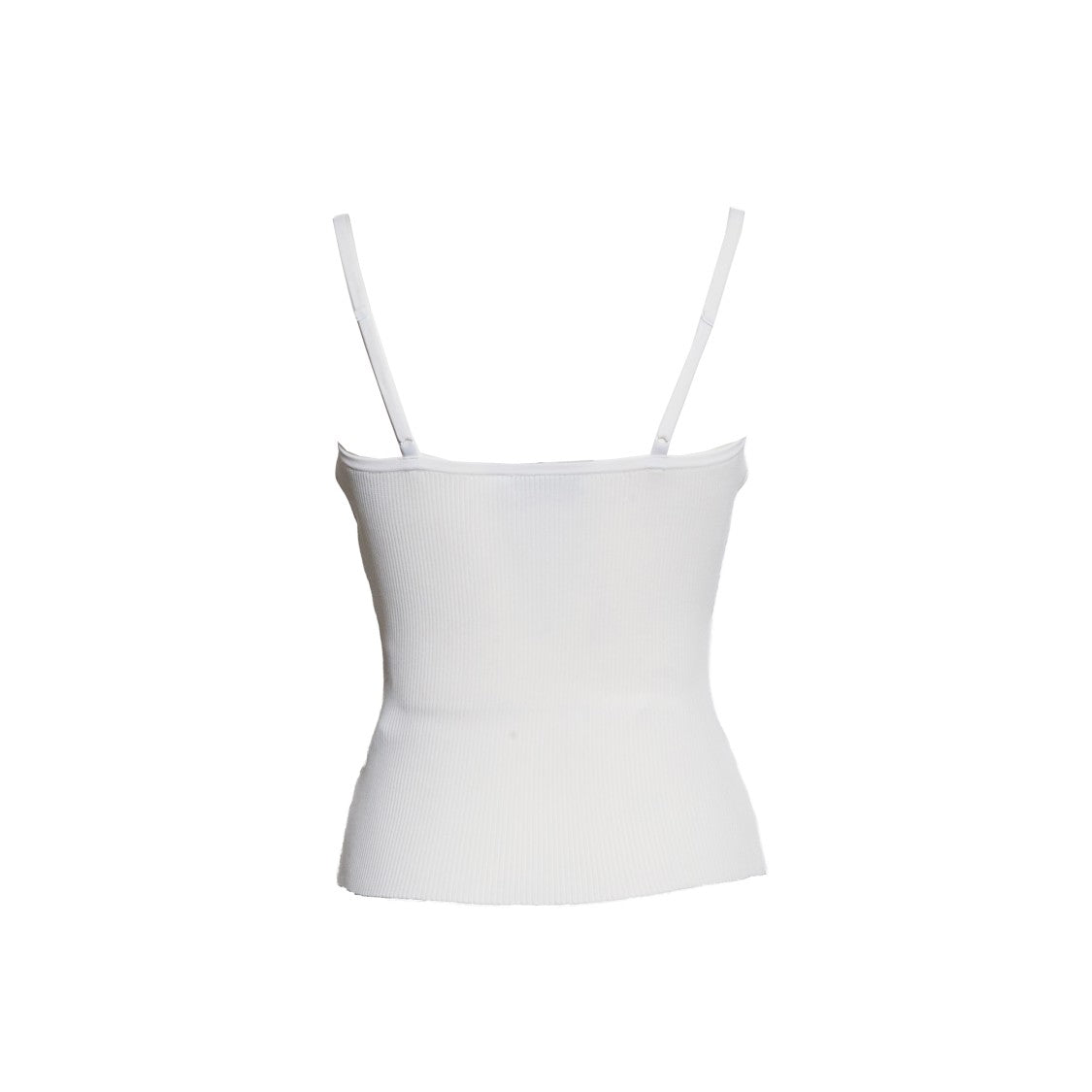 Self-Portrait White Lace Trim Rib Knit Top