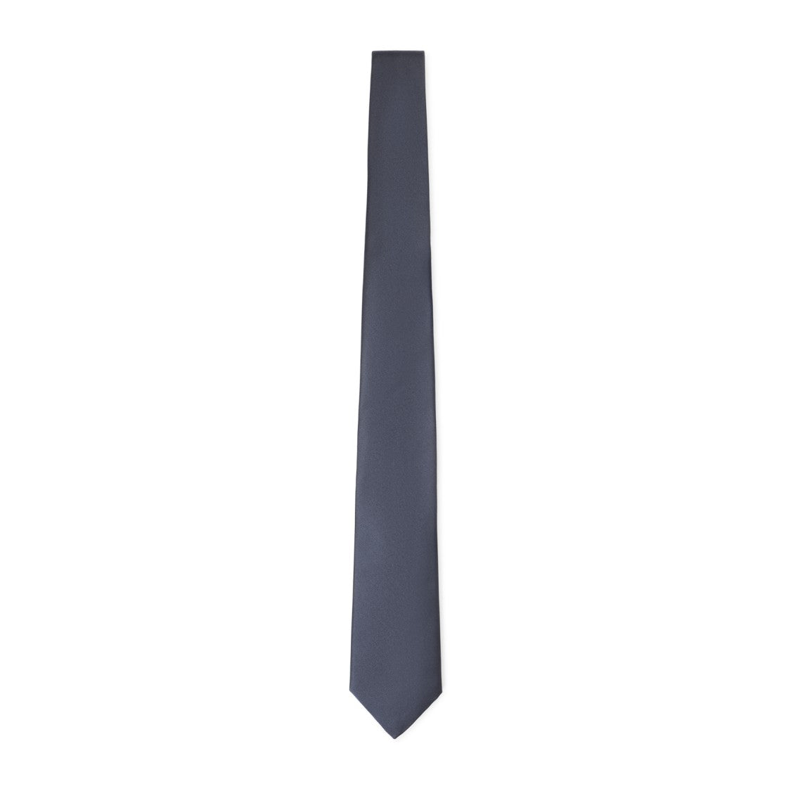 Canali Solid Blue Silk Tie With Classic Pointed Tip