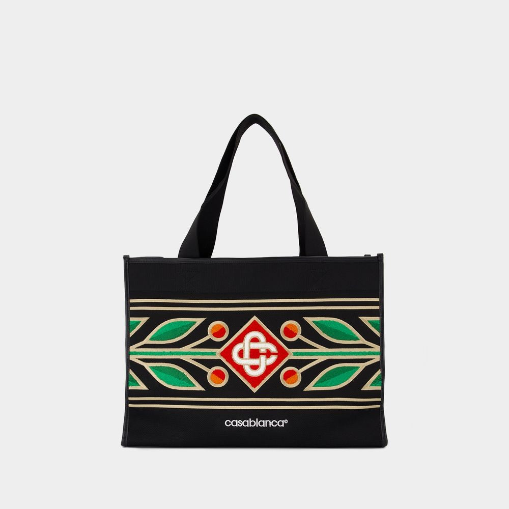 Casablanca Embroidered Knit Shopper Bag - Knit - Black