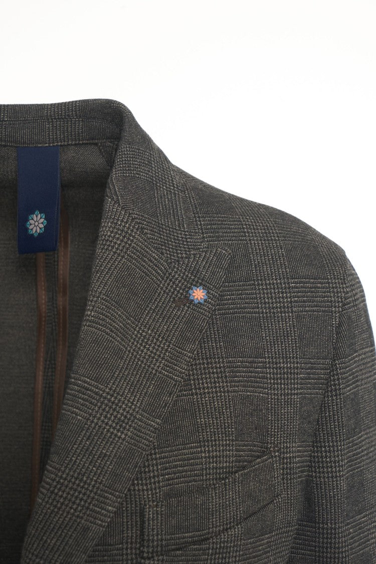 Bharnaba Textured Grey Blazer With Elegant Lapels And Dual Button Closure