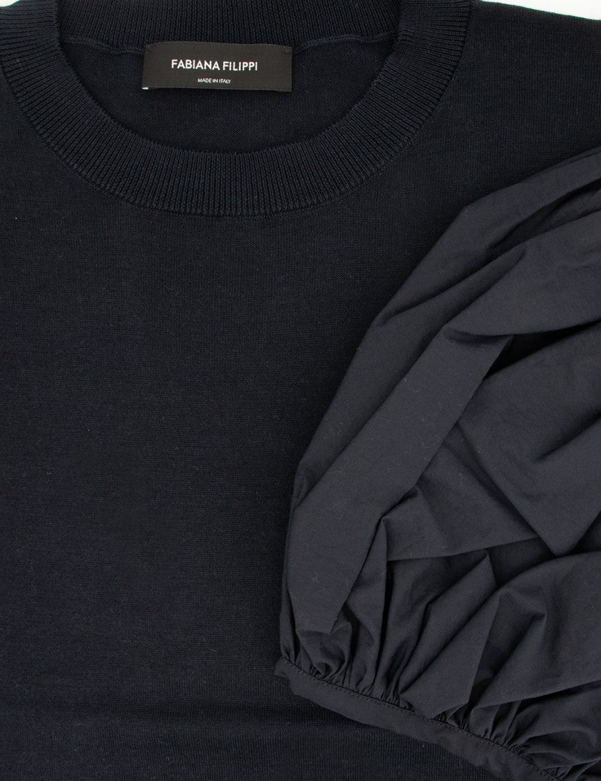 Fabiana Filippi Balloon Sleeve T-Shirt With Ribbed Detailing