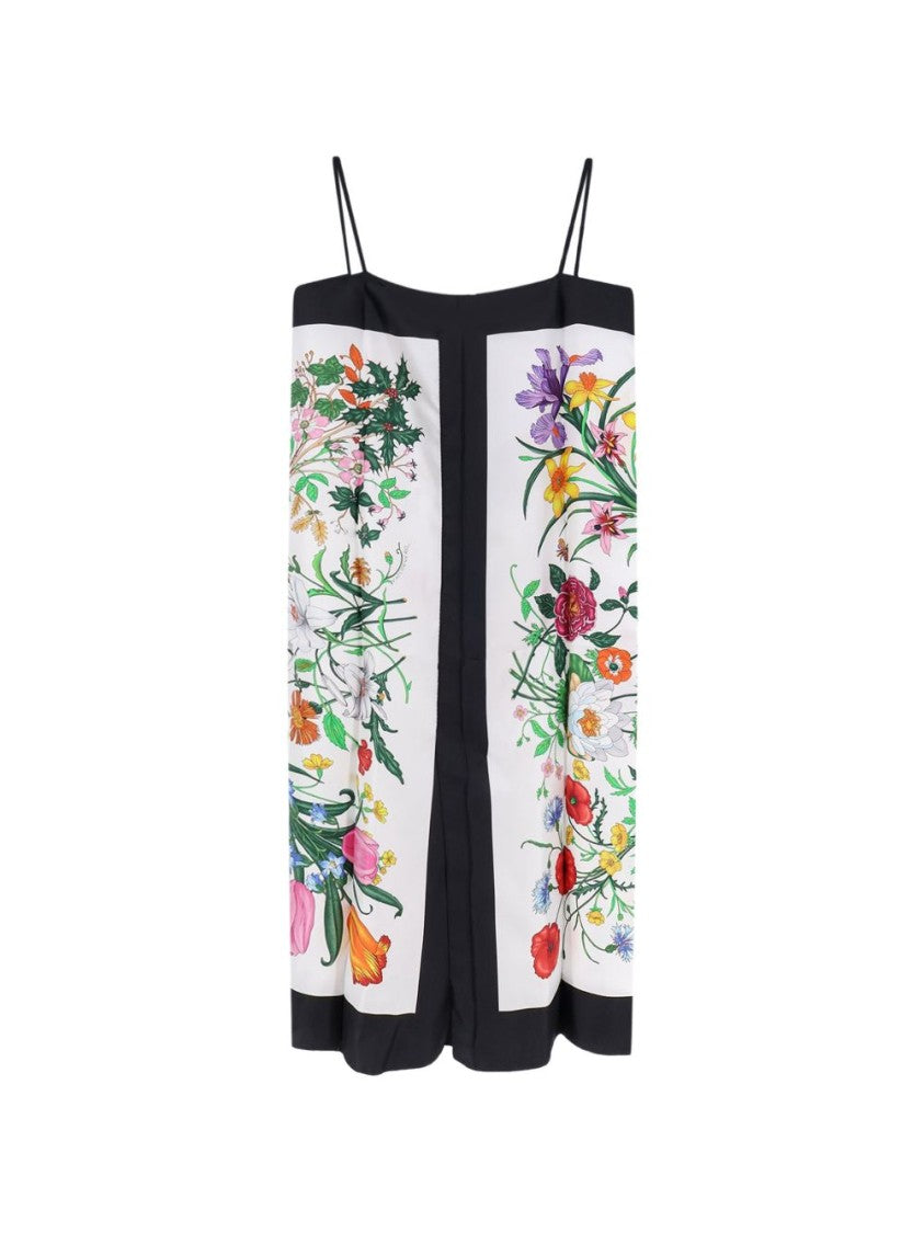 Gucci Floral Printed Paneled Silk Mini Dress
