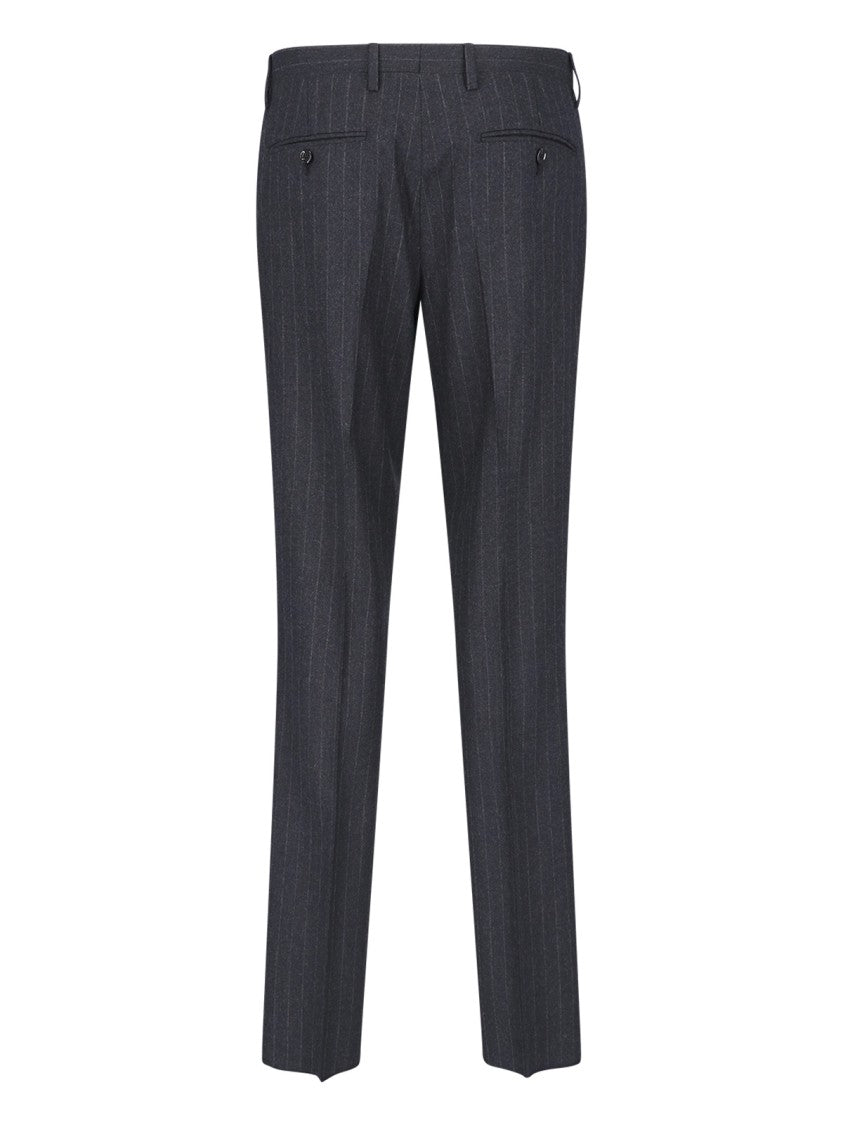 Lardini Double-Breasted Virgin Wool Suit With Pinstripe Design