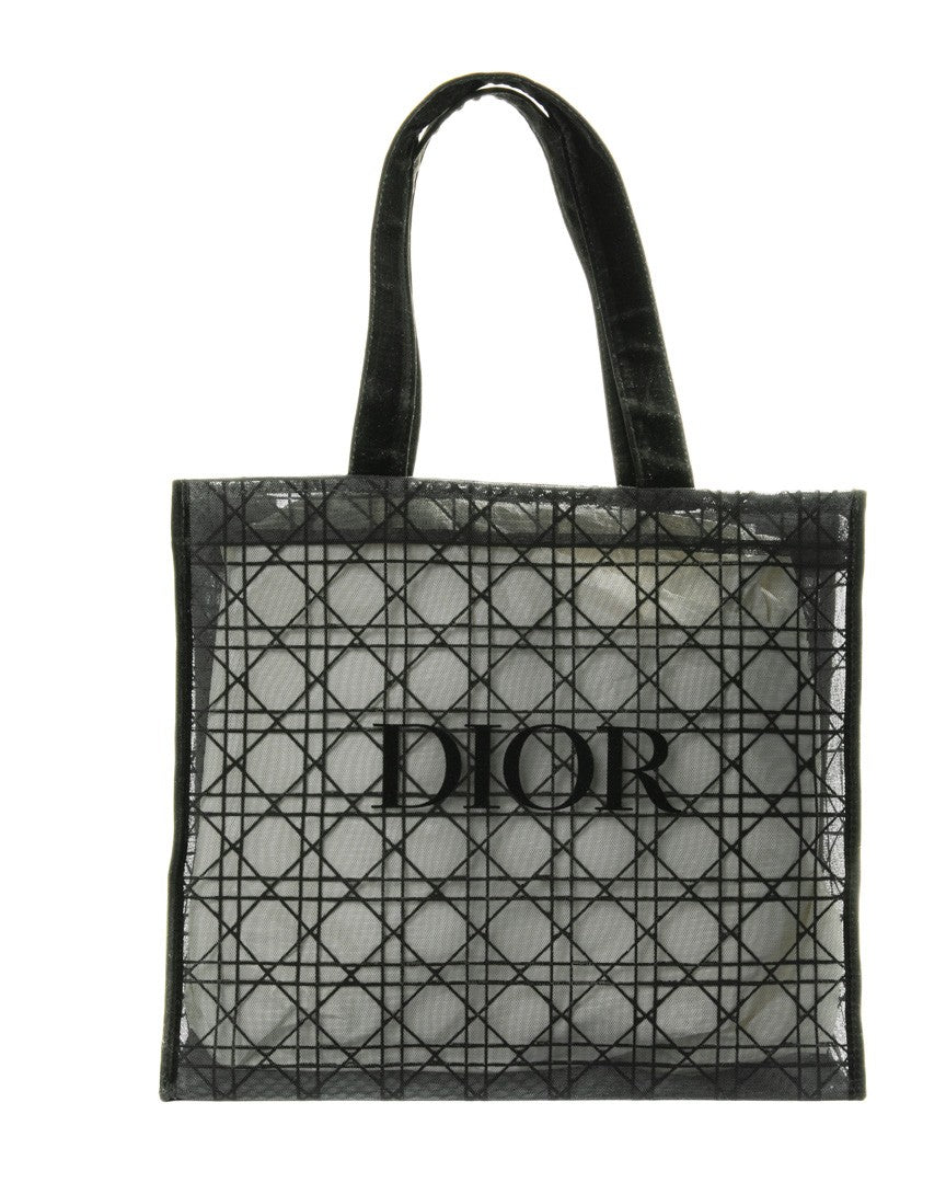 Dior Black Medium Cannage Canvas Tote Bag
