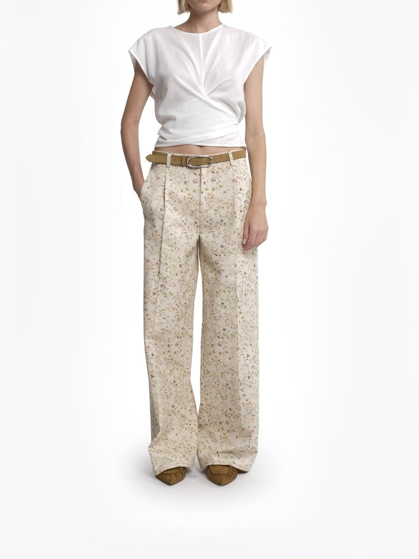 Tela Pantalone Bocciolo Wide-Leg Floral Print Pants