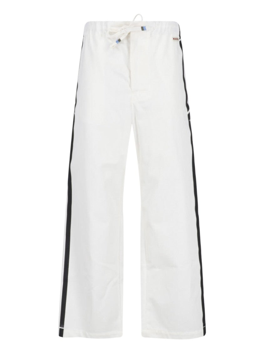 Marni White Brushstroke Stripe Poplin Pants