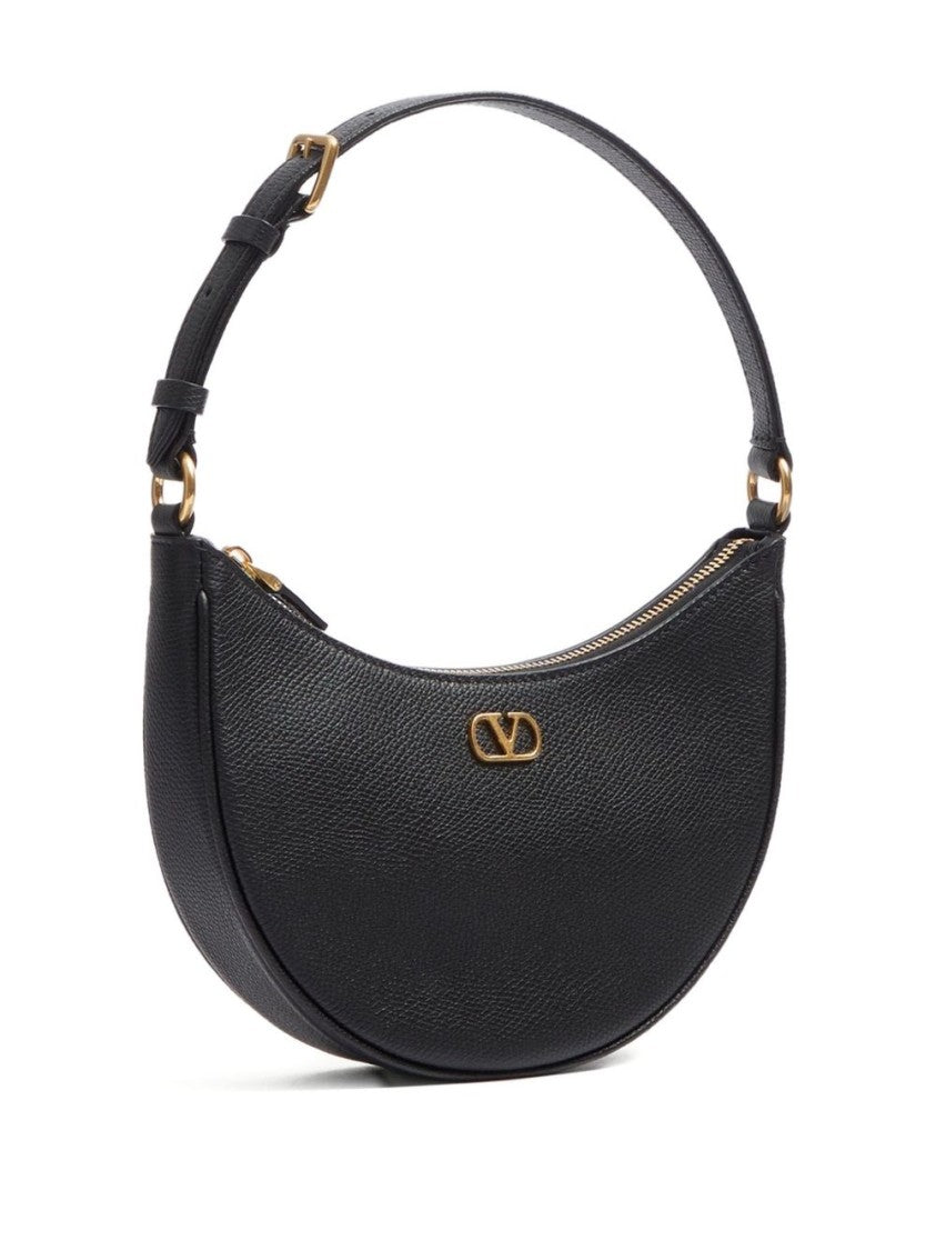 Valentino Garavani Crescent-Shaped Handbag In Textured Leather