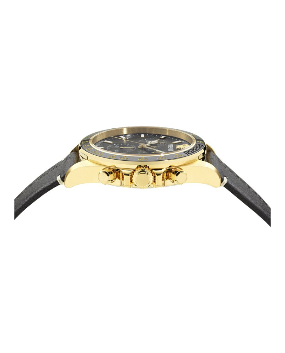 Versace Greca Chrono Wave Leather Watch
