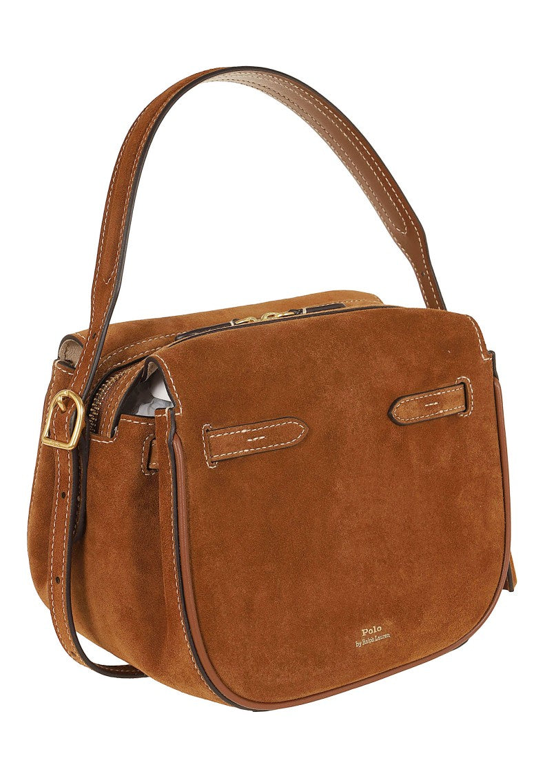 Polo Ralph Lauren Brown Polo Id Mini Suede Satchel