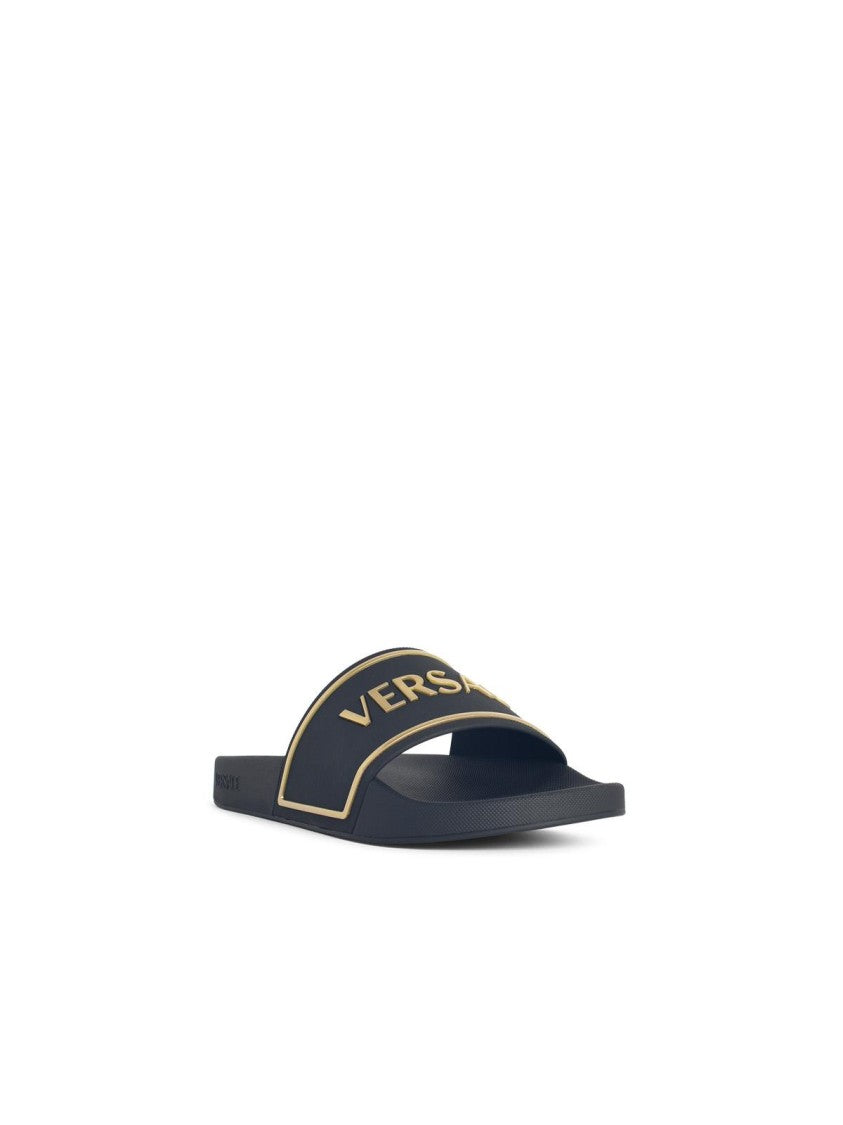 Versace Black Rubber Slippers