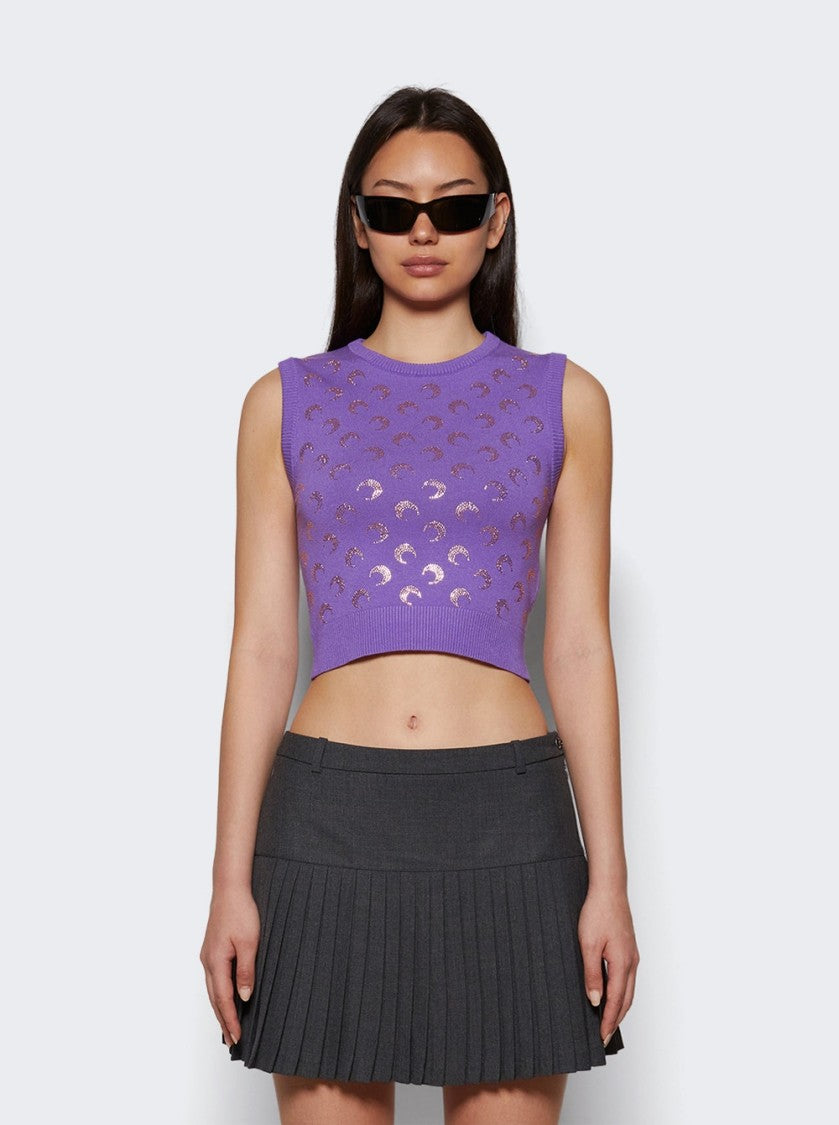 Marine Serre Moon Strass Knit Vest Lavender
