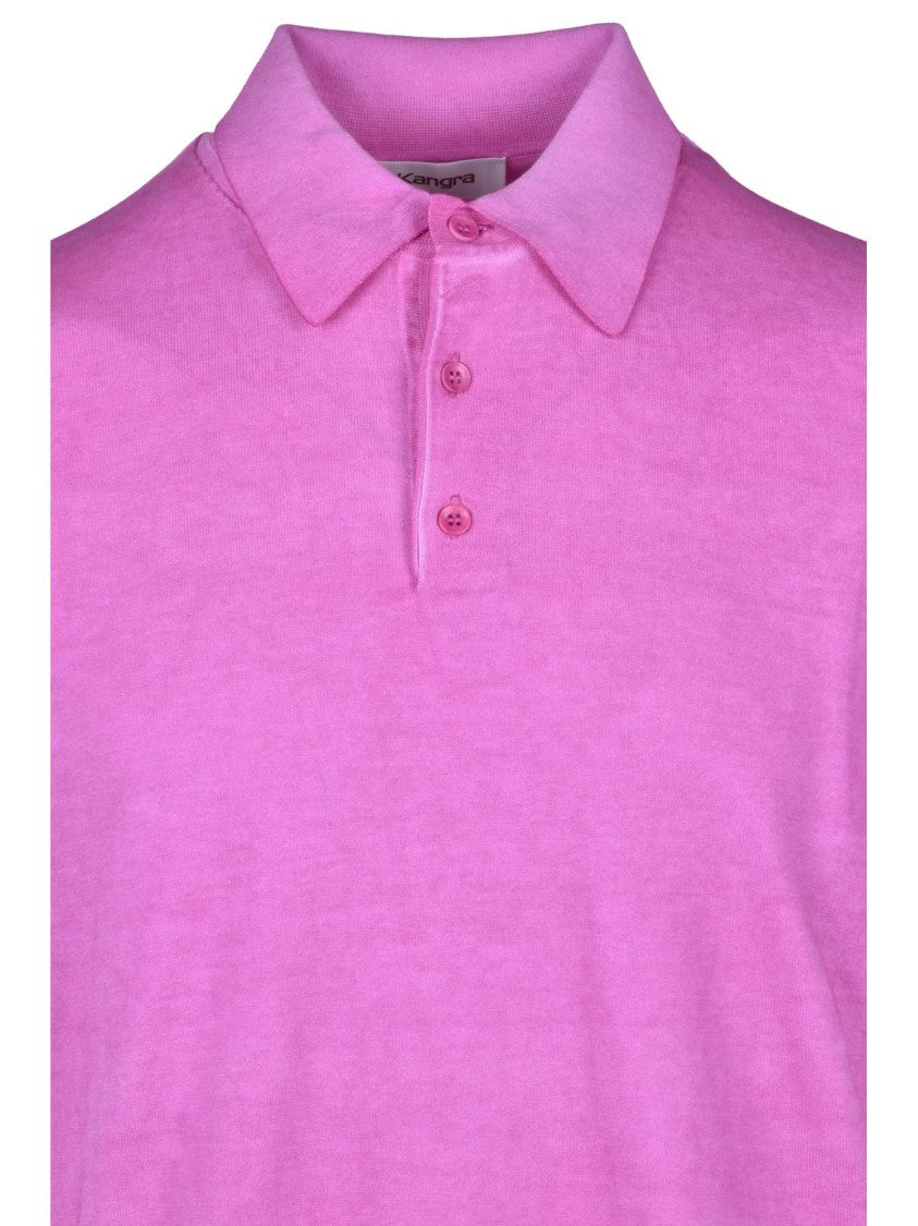 Kangra Fuchsia Three-Button Knit Polo Shirt
